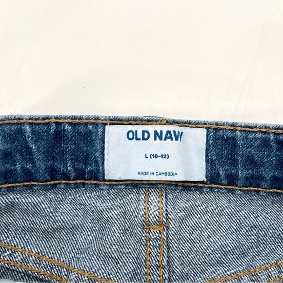 OLD NAVY Girl's Medium Wash Hidden Button Fly Y2K Denim Skirt Size L - Picture 4 of 10